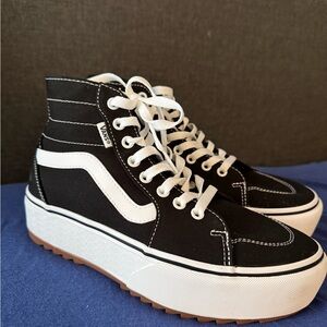 NEW VANS Filmore Platform High-Top BLACK WHITE CANVAS Sneaker SZ 9